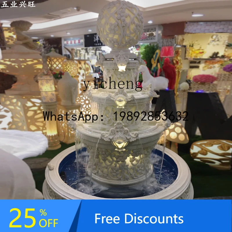 FZ European Style Fountain Garden Courtyard Rockery Flowing Water Fish Pond Outdoor Large Water Landscape Sandstone Ornament