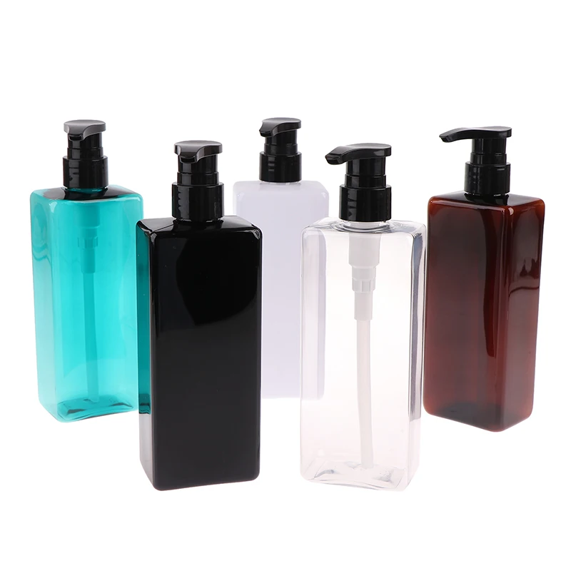 ขวดโลชั่นบำรุงผิวขนาด 500 มล. ทรงเหลี่ยม ขวดพลาสติก PET สำหรับเจลอาบน้ำ แชมพู แบบกด ปั๊ม ทนทาน เติมได้ สำหรับสบู่เหลว
