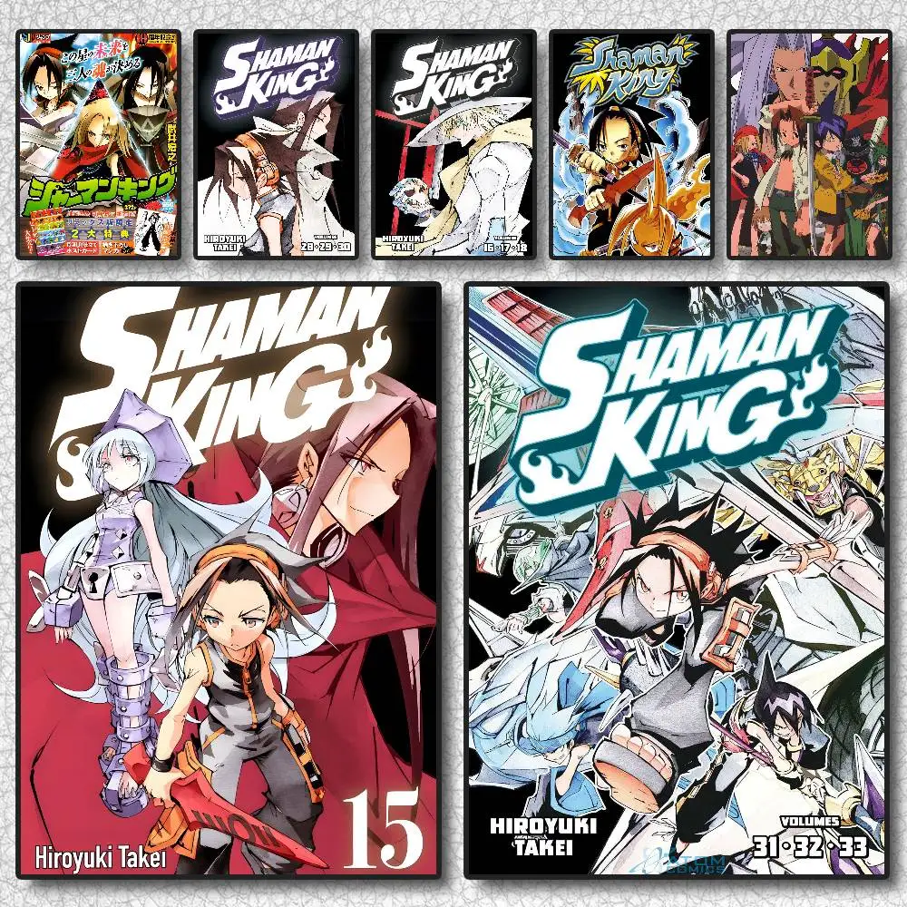 Póster de anime Shaman King, arte autoadhesivo, pegatina impermeable, decoración de pared de habitación de dormitorio y cafetería