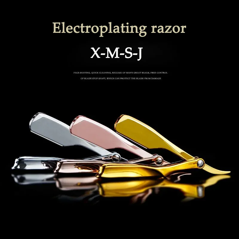 Men Shaving Barber Tools Manual Blade Razor Shaving Head Stainless Steel Scraper Vintage Folding  Knife Holder  Free Shipping