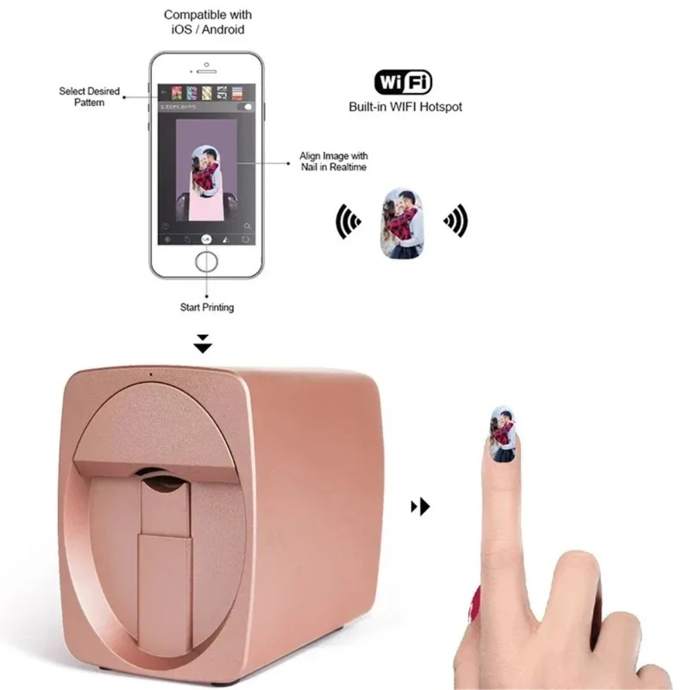 Original Mobile Nail Printer 3d Professional Digital Nails Printer Nails Polish Printer Machine for Nail Salon and Person