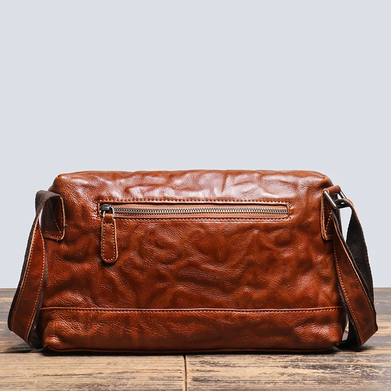 Bandolera de piel auténtica para hombre, bolso de hombro Horizontal de piel de vaca Natural, bolso Satchel de moda Retro, iPad de 9,7 pulgadas,