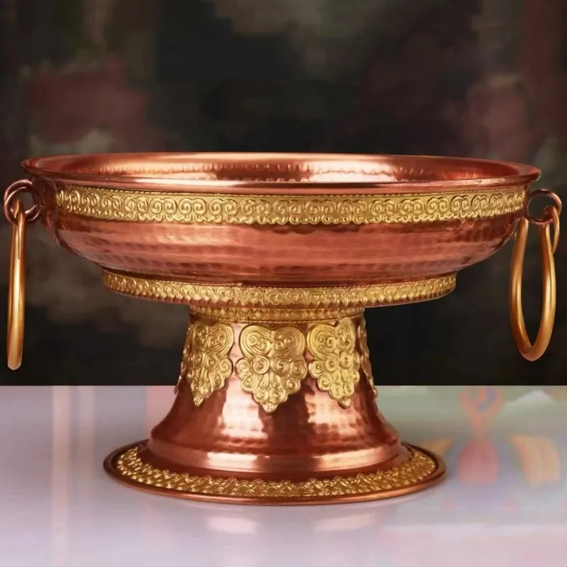 

Поднос для фруктов в тибетском стиле, непальские алтазы, блюдо, гравировка, молоток рыб, текстура, медный поднос, украшение для буддийской стойки