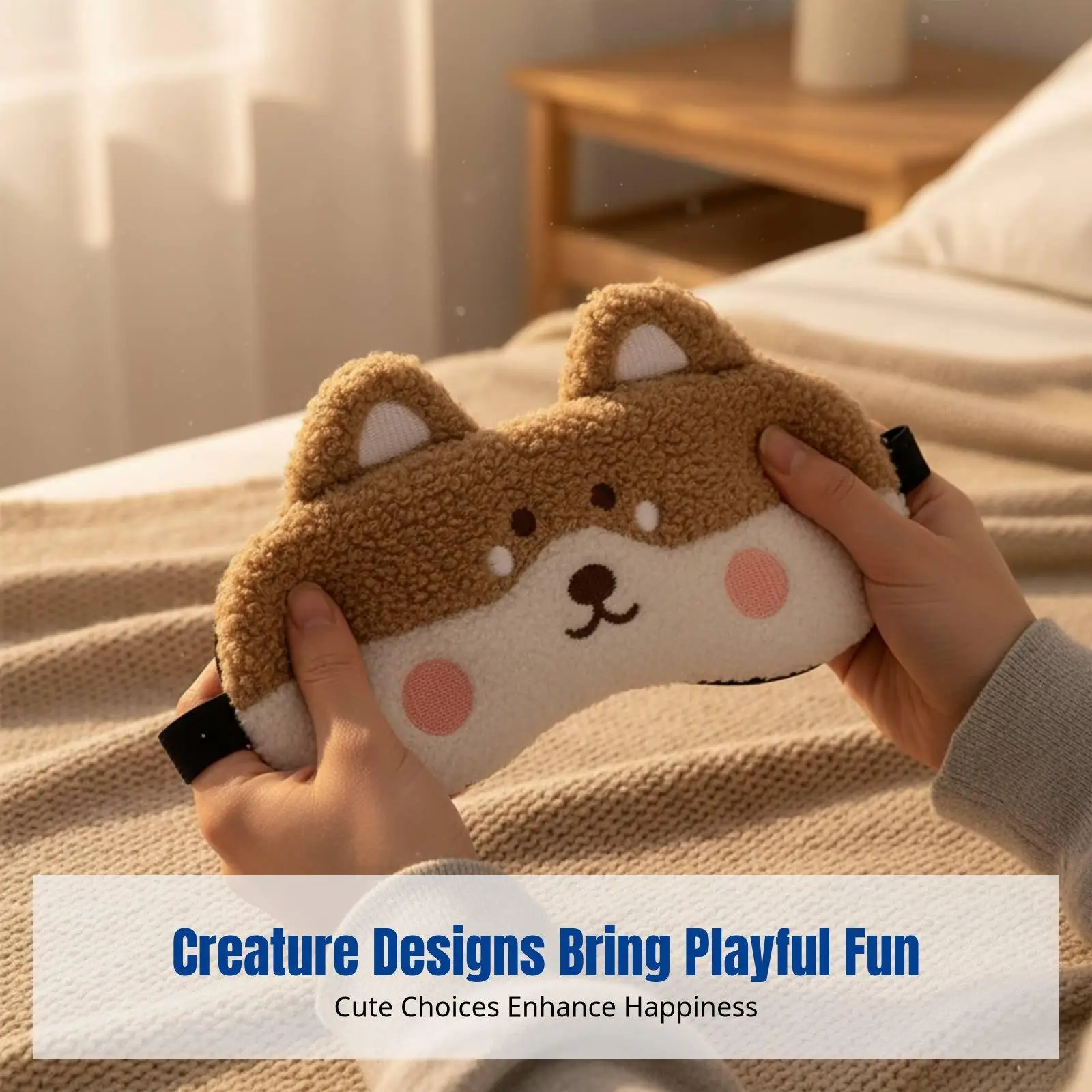 Cute Plush Sleep Mask for Eyes Cooling Gel Reusable Eye Cover for Travel Office Students Home