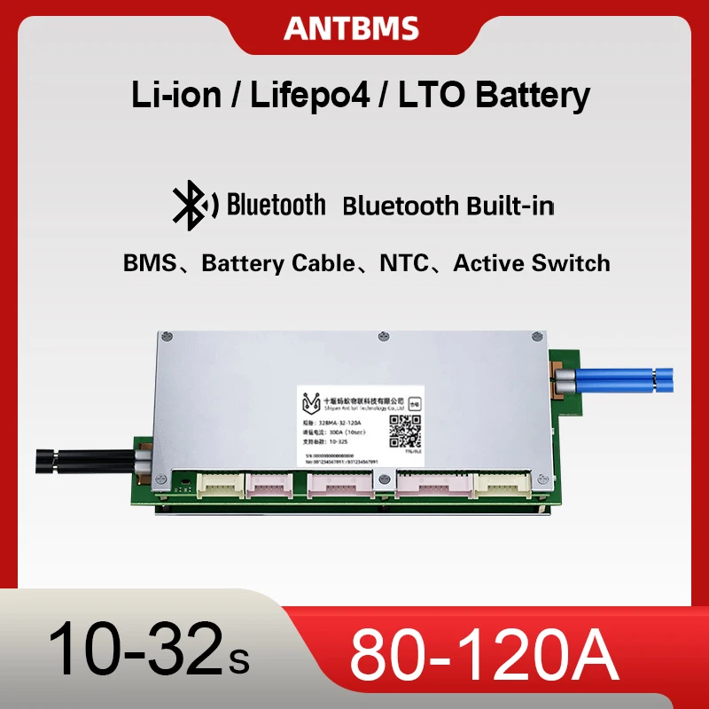 ANT SMART BMS 10S–32S 80A/120A 48V 60V 72V LiFePO4/LTO/Li-Ion Balance BMS With BT APP UART for E-Bike E-Scooter E-Motorcycle
