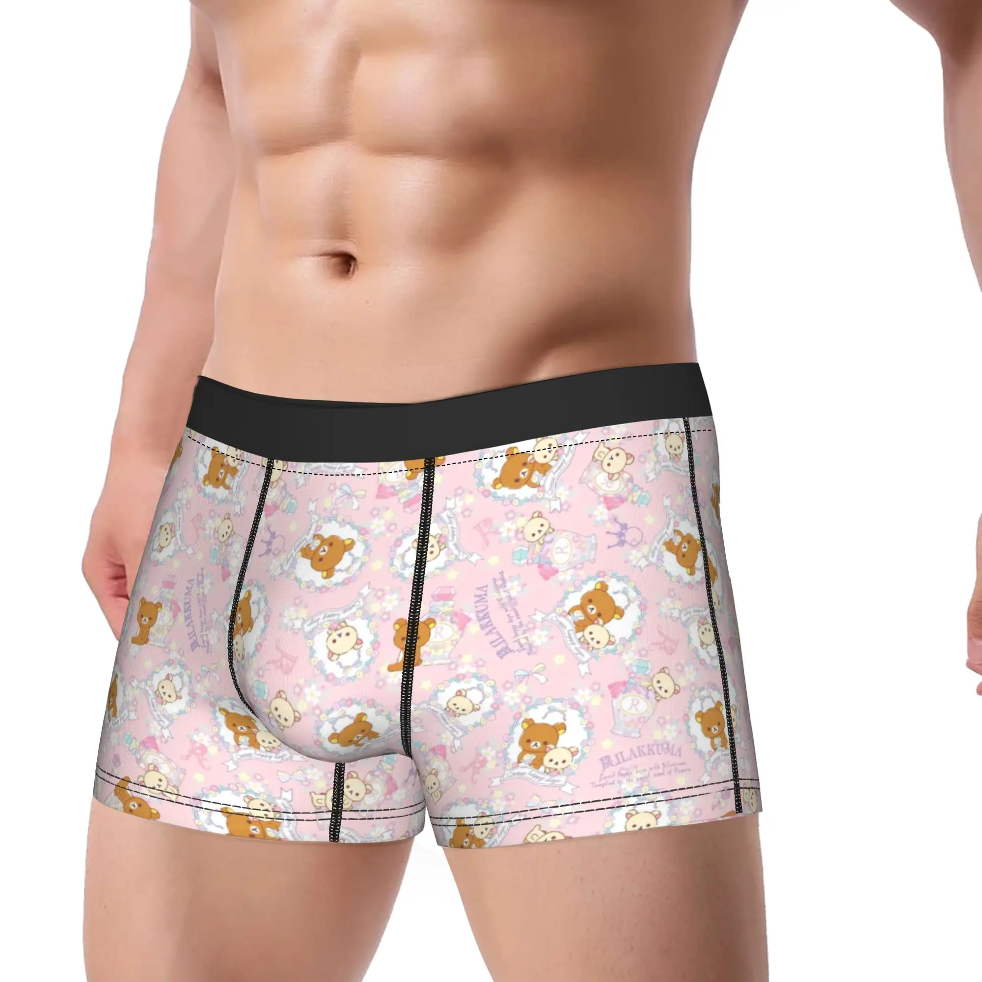 Cute Bear Rilakkuma Underwear  Men's Panties Custom DIY Soft Trend Boxershorts Quality Shorts Briefs Plus Size