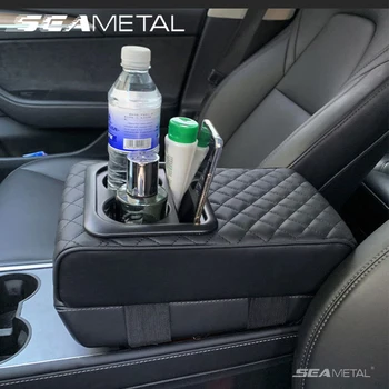 SEAMETAL araba kol dayama kutusu ped PU deri merkezi konsol kapak dirsek istirahat yastığı Mat bardak tutucu ile otomatik kol dayanağı uzatma ped