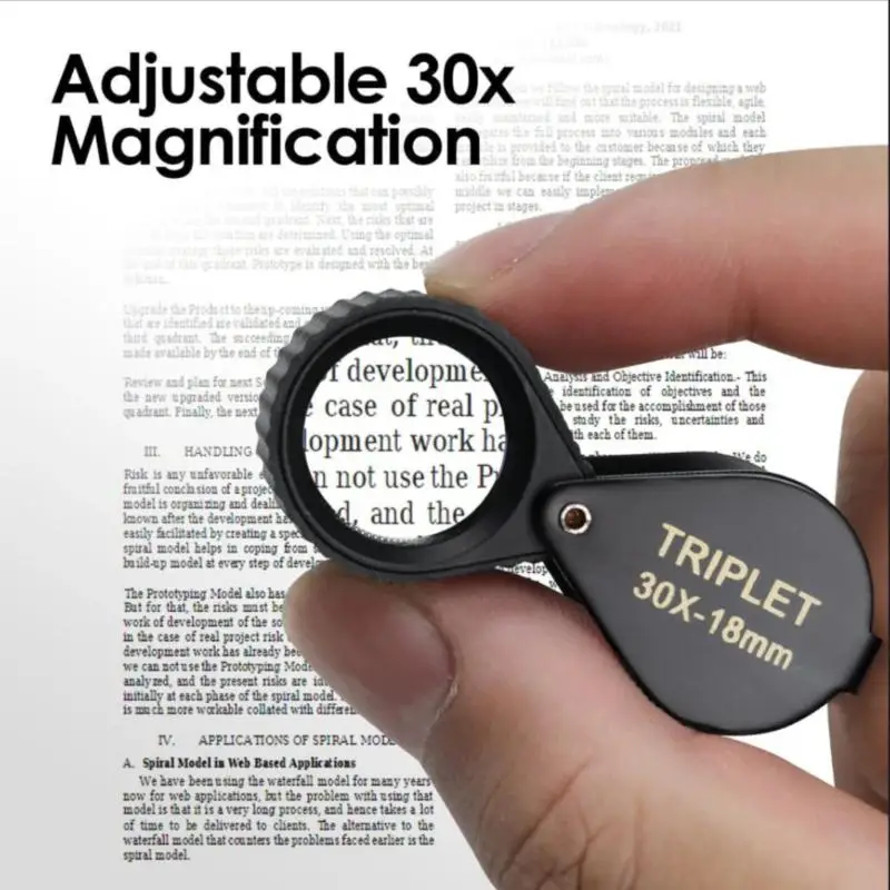 Mini Jewelry Magnifier Loupe 10-30X Magnification Hastings Triplet 18mm Optic Glass for Gift Giving DIY Craft Making Work