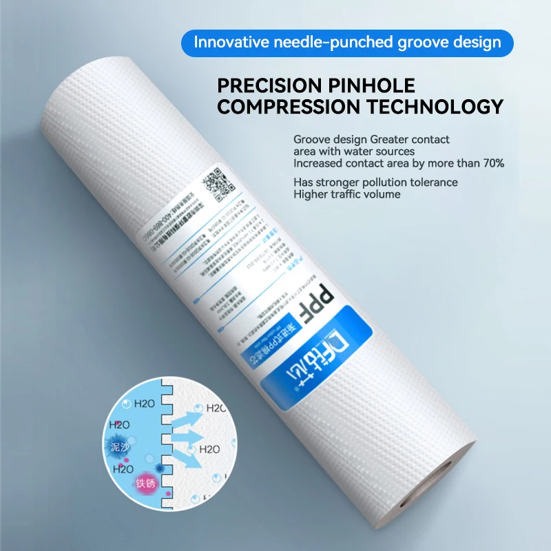 10 بوصة PP القطن 5 ميكرون خرطوشة تصفية المياه الرواسب مادة البولي بروبيلين نظام تنقية المياه 2 قطعة