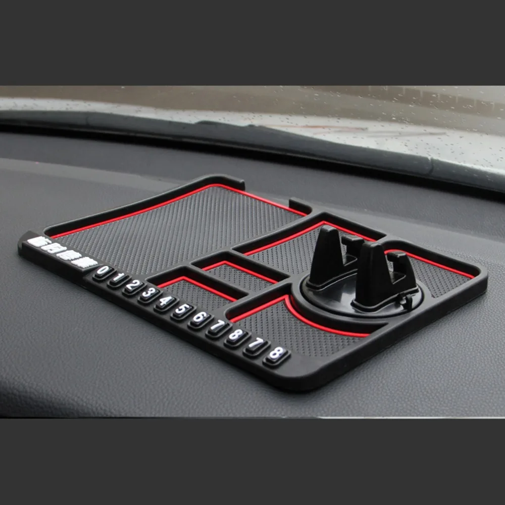 Silicone Car Phone Holder Multifunctional Anti Slide Grip Dashboard Storage Pad Rotatable Sticky Backing Navigation Support Pad