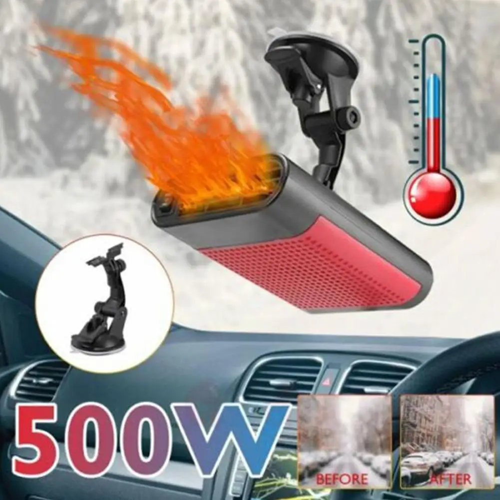 12V 500W Car Heater Electric Cooling Heating Fan Windshield 360 Car Portable Heater Rotating Defogger Defroster Fan Demiste A4K8