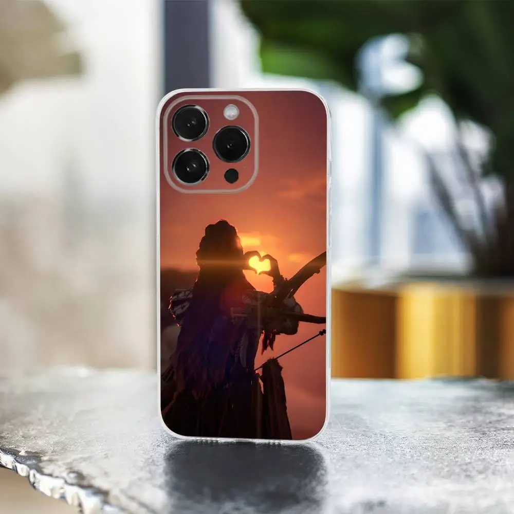 حافظة هاتف Game H-Horizon Z-Zero D-Dawn لهاتف iPhone 16,15,14,13,12,11 Pro,Max,Plus,X,XS,XR,SE,غطاء ناعم شفاف صغير