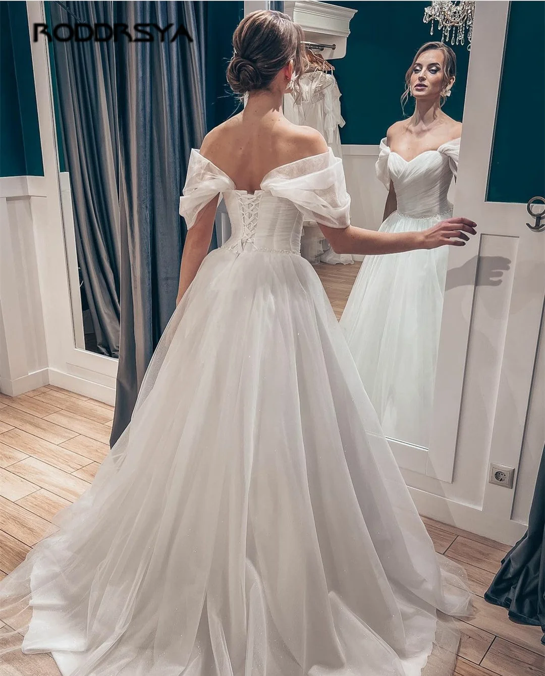 RODDRSYA-Robes de mariée princesse pour femmes, Robe de soirée en tulle à lacets dans le dos, Simple A-Line Off Initiated Patients, Rotterdam Kly Robes de mariée princesse pour femmes, Robe de soirée en tulle à lacets