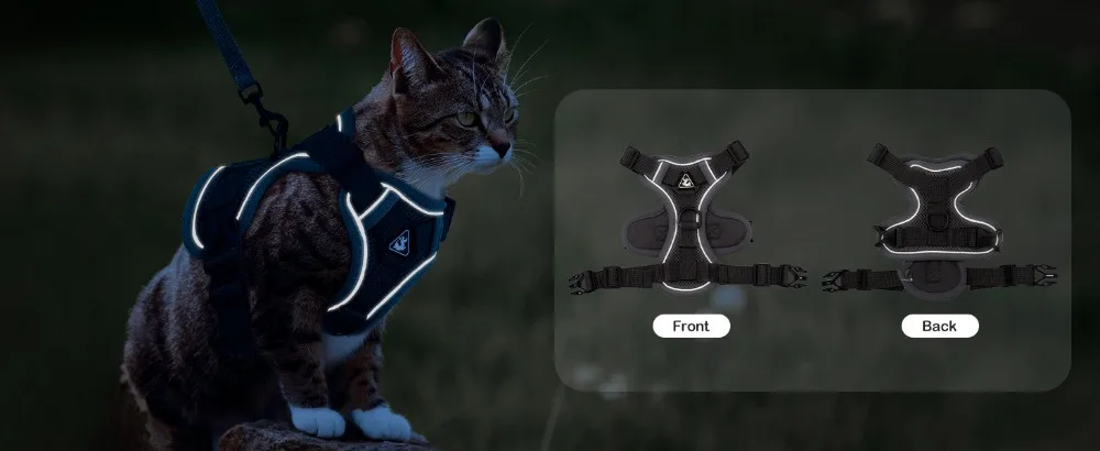 Reflective Cat Harness And Leash Set Adjustable Vest For Cats_voghion.com