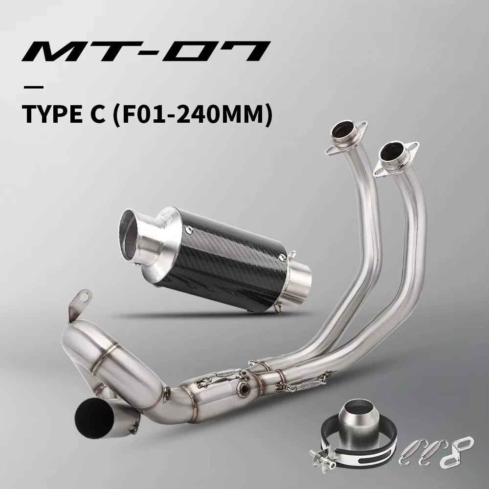 Suitable for MT07 MT-07 FZ07 Dual Catalyst Exhaust Front Pipe Slide on F02 Full Section System Muffler