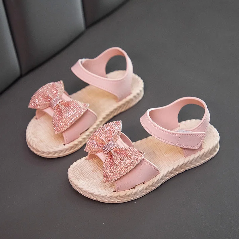 Sandalias Shoes for Girl Child Sandals Summer New Girl Princess Shoes Soft Sole Beach Shoe Bow Casual Shoe Kid Shoe Zapatos Niña