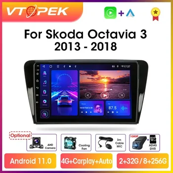 Vtopek 10.1&quot; 4G Carplay 2din Android 11.0 Car Radio Multimedia Player Navigation GPS For Volkswagen SKODA Octavia 3 A7 2013-2018