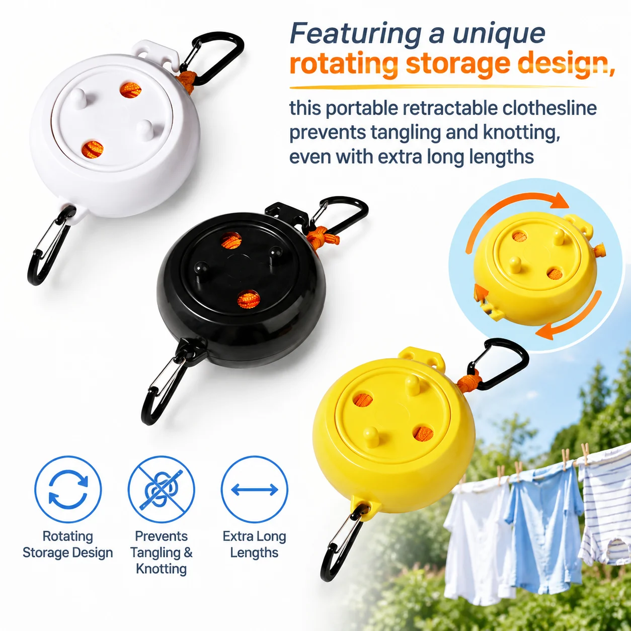 10M Retractable Camping Clothesline Suitable For Laundry Room Balcony Garden Camping Accessories for Installation Clotheslines