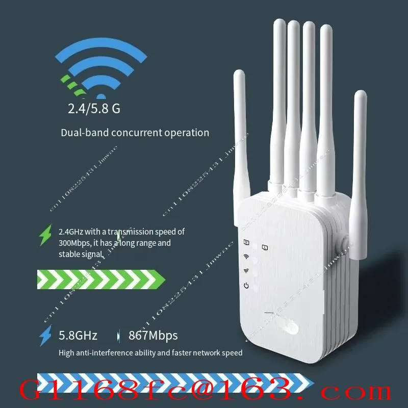300Mbps 2.4GHz Signal Booster 1200mbps 5GHz Network Booster