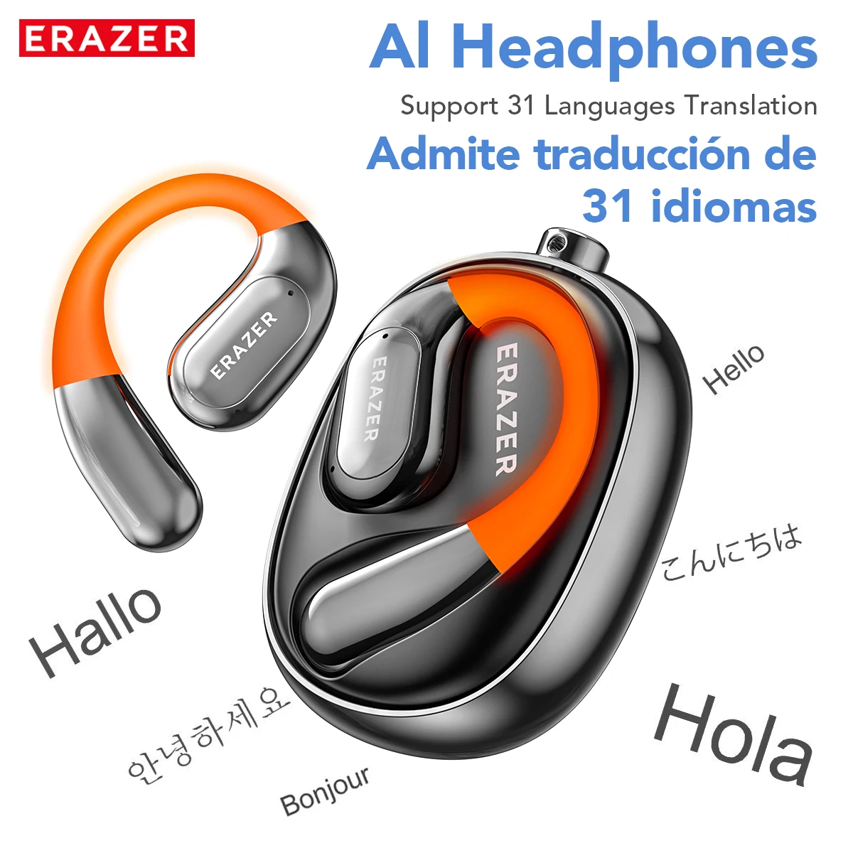 [AI Translator Earphone] ERAZER XF31 Bluetooth Translation Earbuds Sleep ASMR Headset DIY APP AI Wireless Headphones with Mic