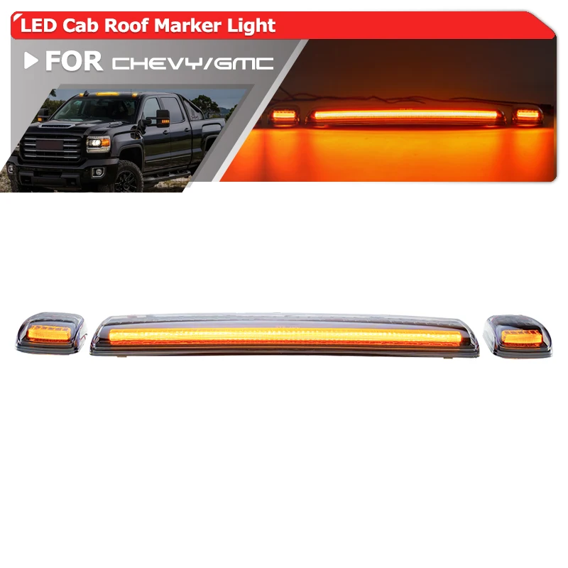 

3x светодиодные габаритные огни на крыше кабины, замена для Chevrolet Silverado GMC Sierra 2500HD 2500HD 2015-2019, верхний ходовой габаритный фонарь