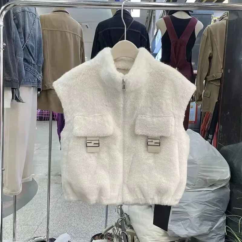 Faux Pelz Weste Mantel Damen Lose Warme Pelz Weste Jacken Casual Westen 2025, Frauen Verdicken Winter Ärmellos