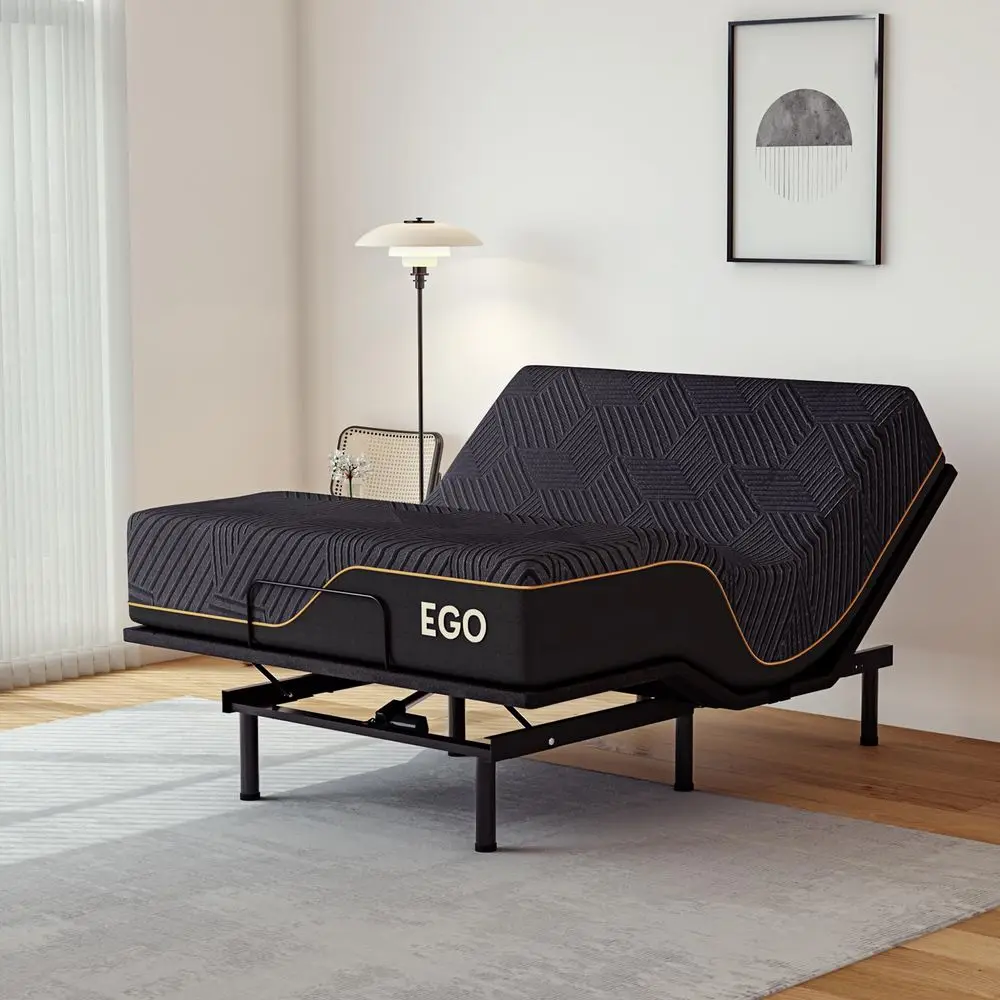 

EGOHOME Adjustable Bed Frame Twin XL and 14 inch Memory Foam Mattress, Wireless Remote Adjustable Bed Base with 12 Adjustable L