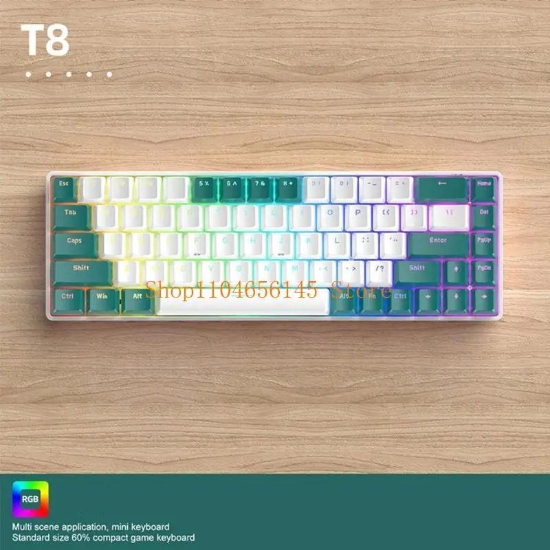 5ASD T8 Teclado mecânico 980 Larda pegada 68 teclado azul-chave eixo azul-swappable KeyBoards computador duas
