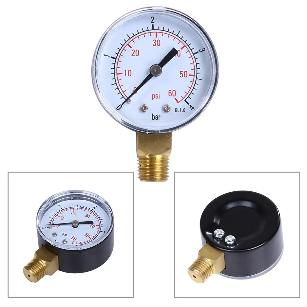 50mm Water Pressure Meter Thread Mount Oil Pressure Gauge Air Compressor Manometer Tester TS-50-4bar 0-4bar 0-60psi BSPT