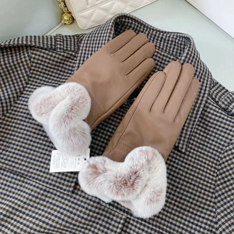 

Зимние перчатки из натурального меха кролика рекс, пушистые утолщенные теплые меховые перчатки без пальцев с защитой запястья, эластичные перчатки с половиной пальца для женщин