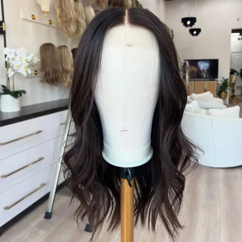 Dark Brown Highlights Synthetic HD Lace Front Wig Natural Preplucked Hairline Small/Large Size Cap High Quality Wig For Women