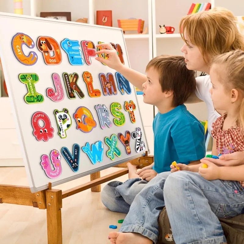 Koelkast magnetische letters schattig dier alfabet 26 hoofdletters leren speelgoed voor peuters 1-3 ideaal educatief cadeau