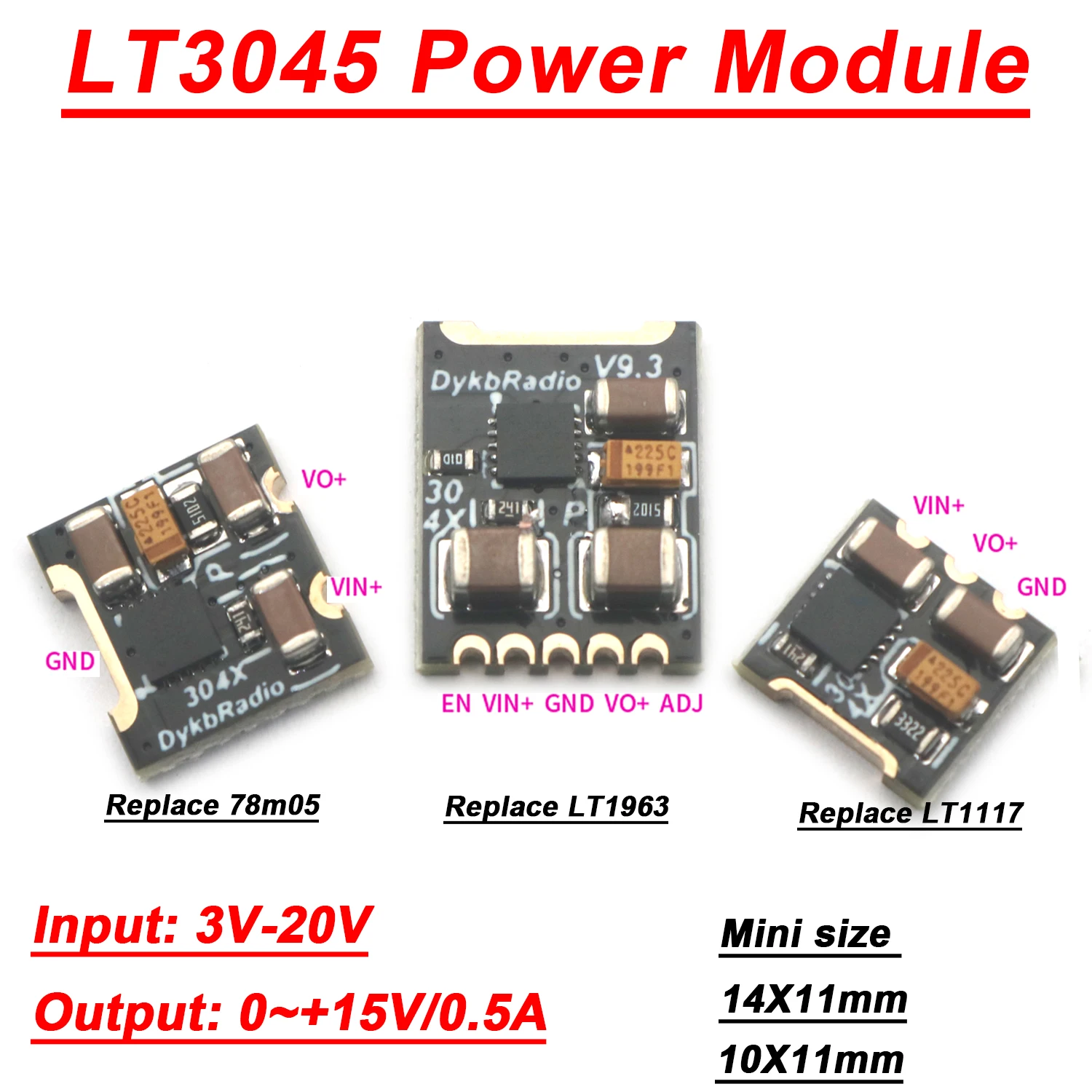 Mini Módulo de Alimentação LT3045 Substituir LT1963 78MO5 LT1117 TO252 Regulador de Tensão Linear 5V 12V 15V RF Amplificador Ham Rádio Áudio Dac