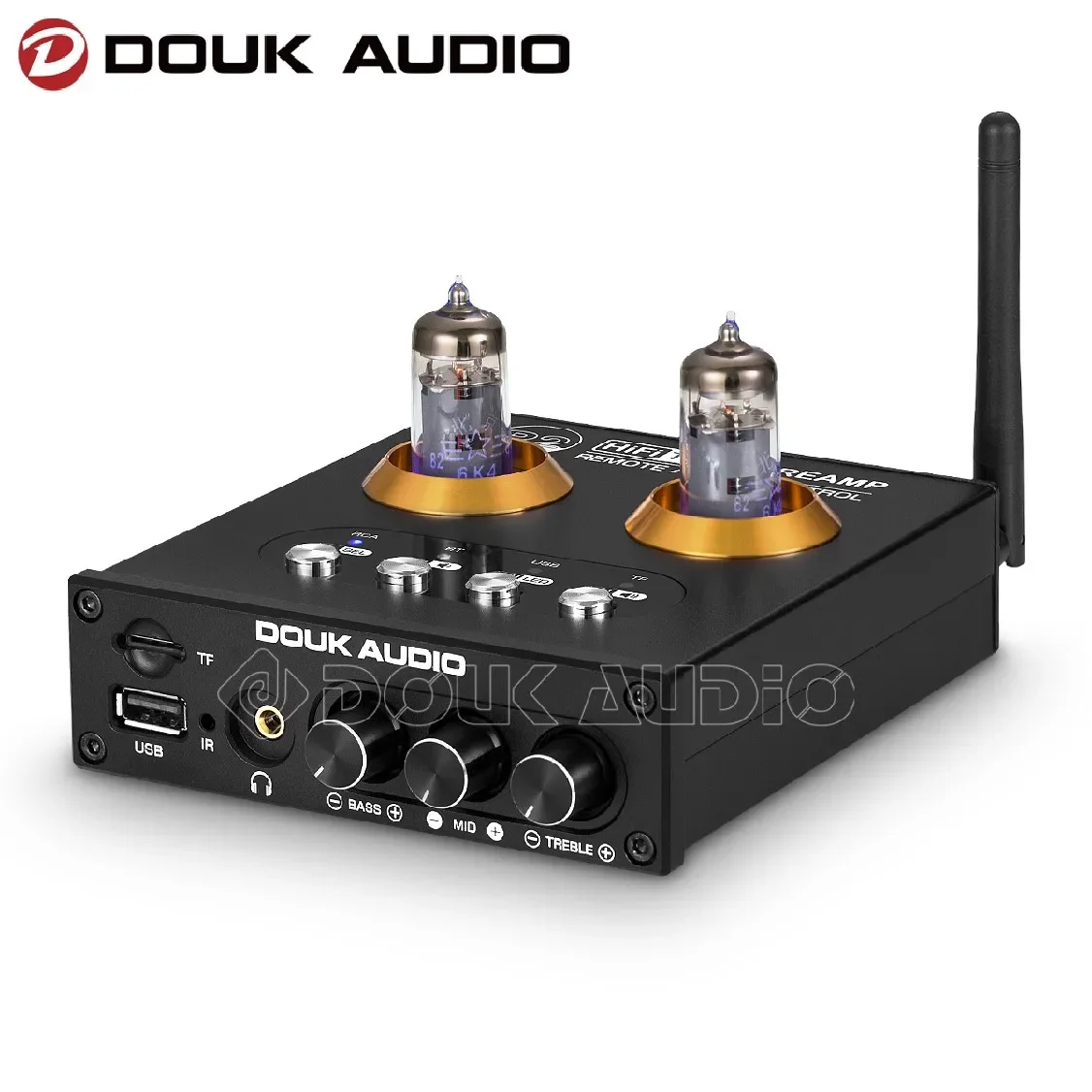 

Douk Audio P2 HiFi Vacuum Tube Preamp Bluetooth 5.0 Receiver Stereo Headphone Amplifier USB Music Player