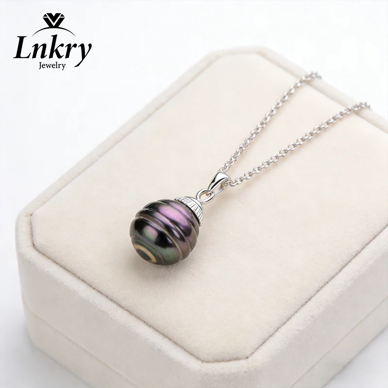 Lnkry Irregular Tahitian Black Pearl Pendant Necklace Collier Argent 925 Sterling Silver Chain Necklace For Mother's Day Gift