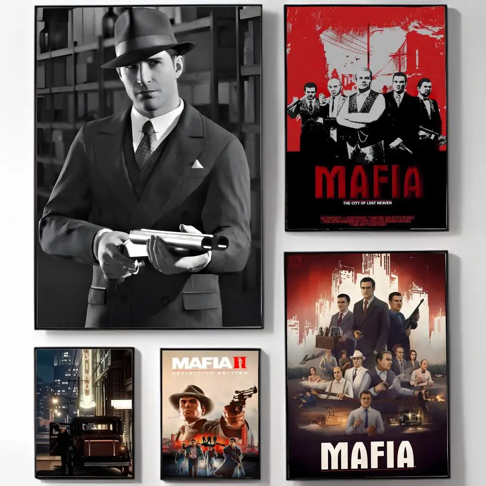 1 Mafia D_definitive Game Gangster Poster High-definition Art Sticker Self Adhesive Waterproof Home Decoration