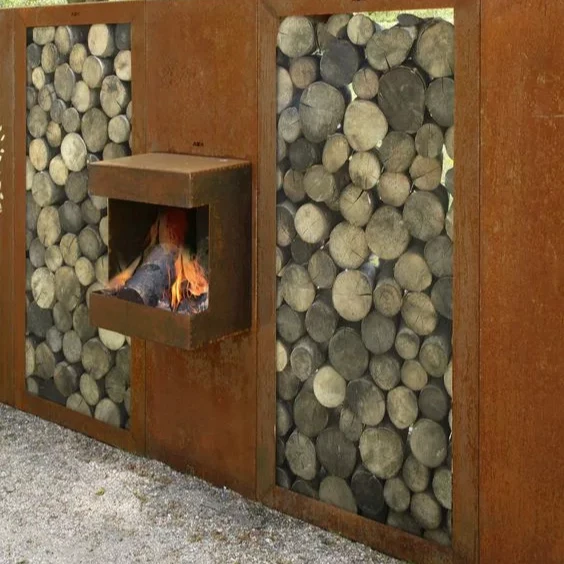 Лучший стальной настенный камин Corten для заднего двора