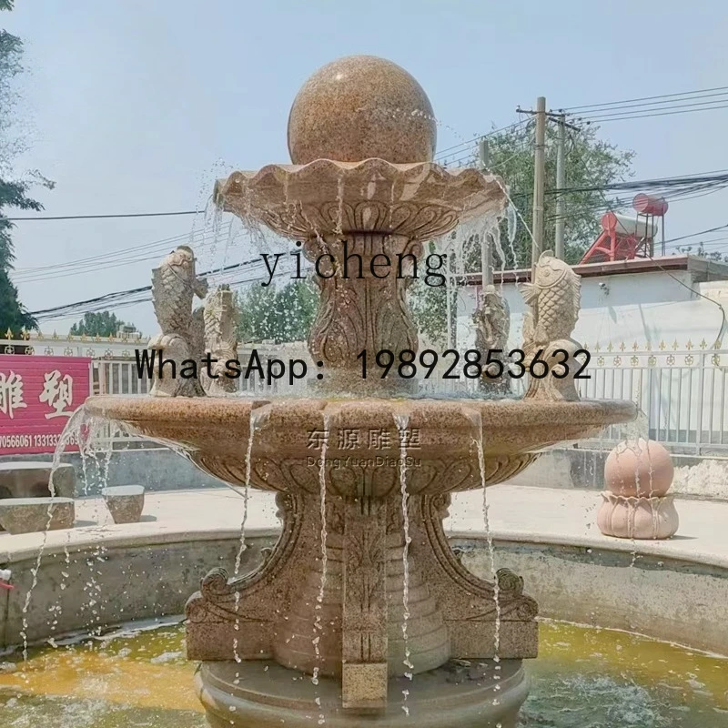 stone fountain water feng shui ball marble water fountain fish pond outdoor rockery water sculpture decoration