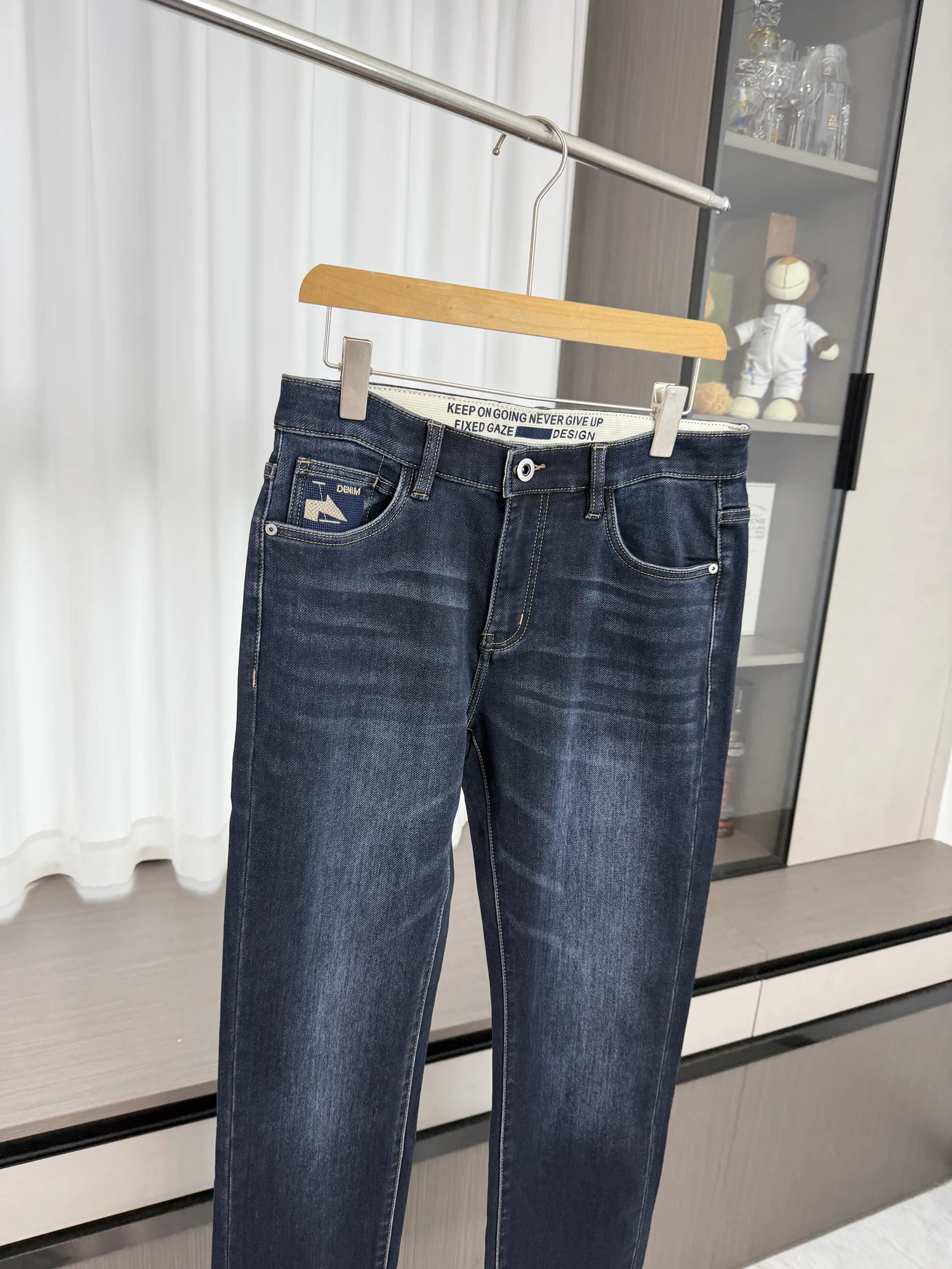 Washed Out! Soft And Smooth! Thickened Casual Men's Autumn Commuter Straight Leg Jeans Versatile Classic Blue High Waist Butt...