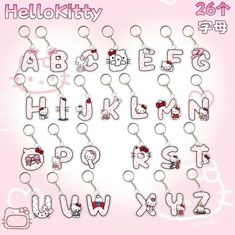 

Hello Kitty Keychain Kawaii Anime Versatile Alphabet Couple Style Student Backpack Decoration Women Supplies Girl Gift Wholesale