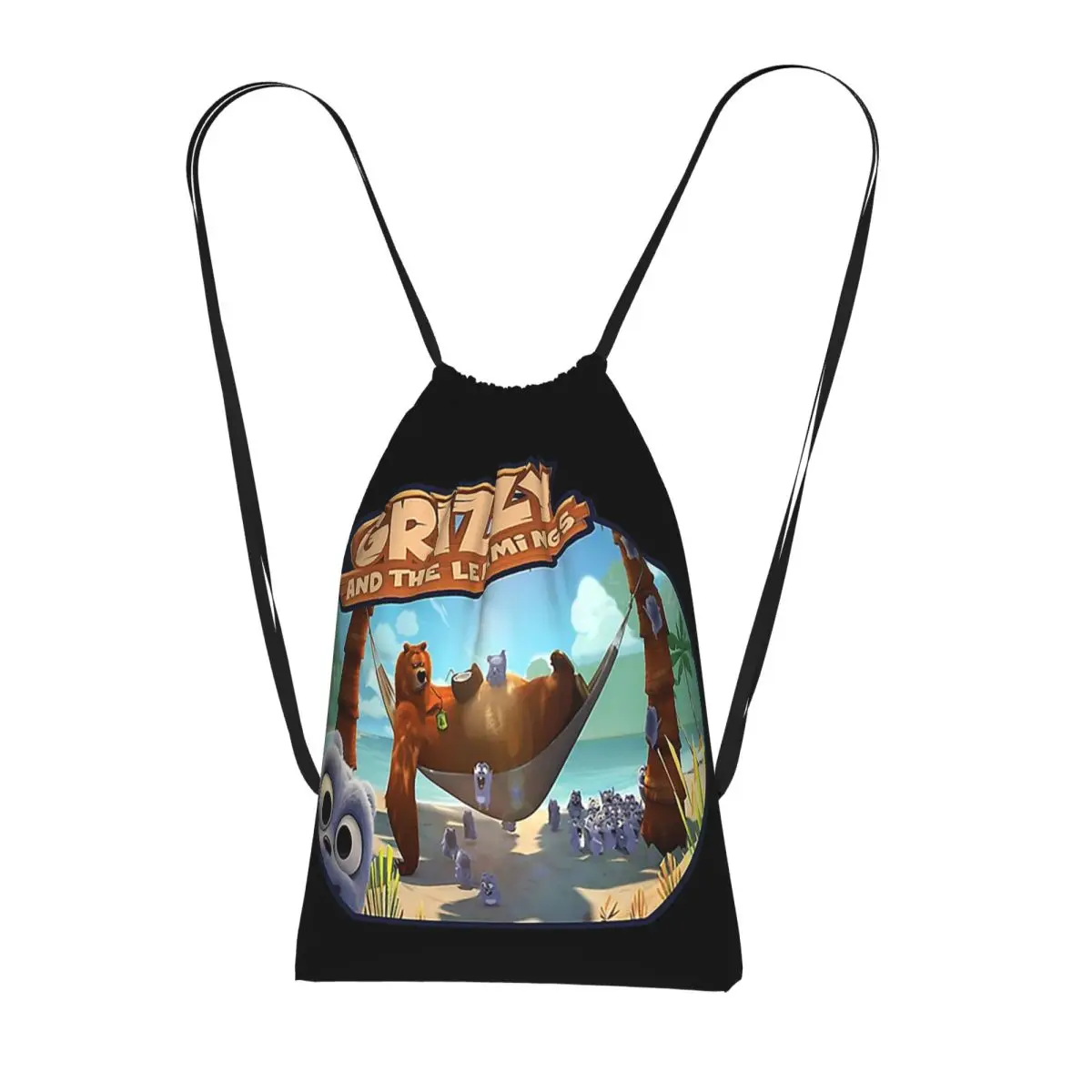 Grizzy And The Lemmings Sidesea Backpacks Multi-function Drawstring Bundle Pocket Shoes Bag Book Bags for Man Woman School