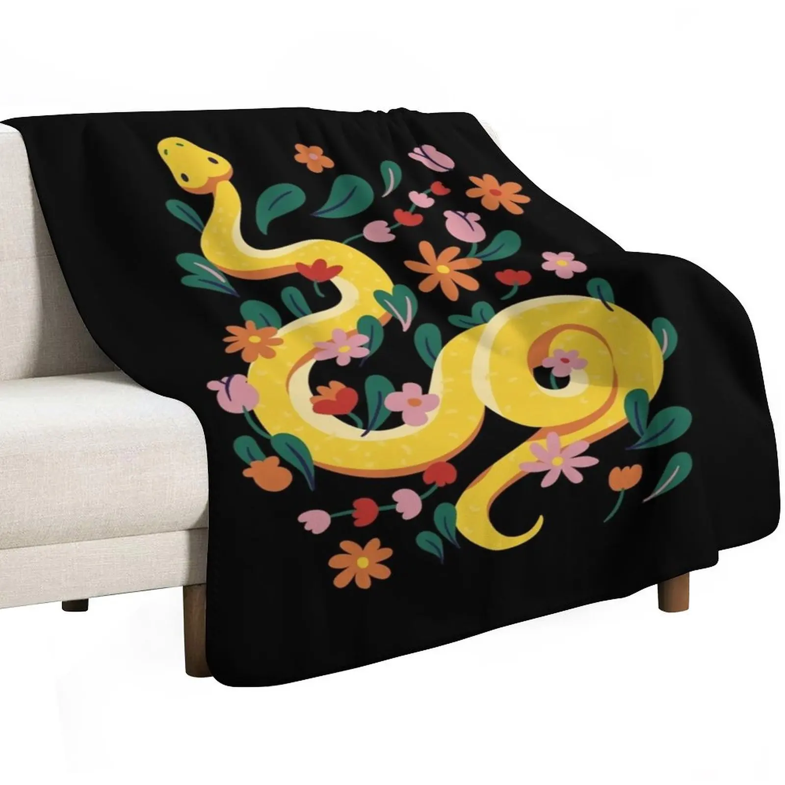 Yellow snake flower pattern Throw Blanket manga Baby Luxury Brand for sofa Blankets For Bed Decorative Throw Blankets