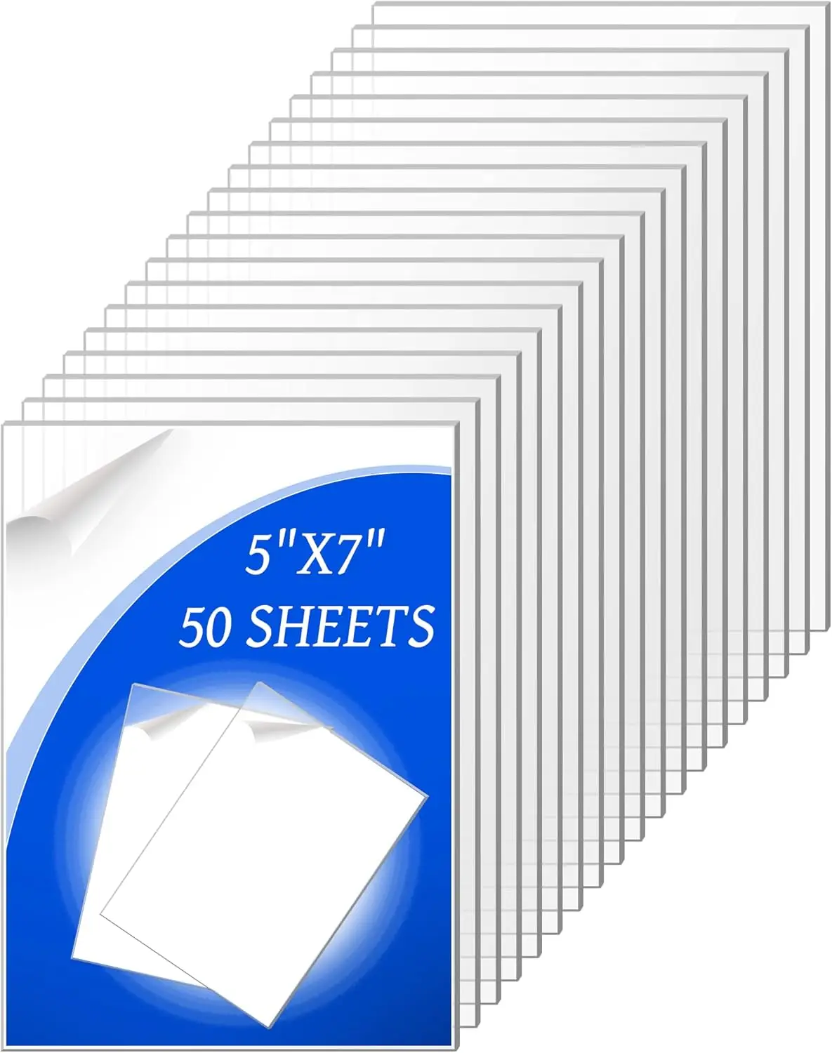 

50 Pack Clear Acrylic Sheets 5x7 Inch 1mm Thick for Picture Frame Replacement, Art Crafts, Painting, Party Decor