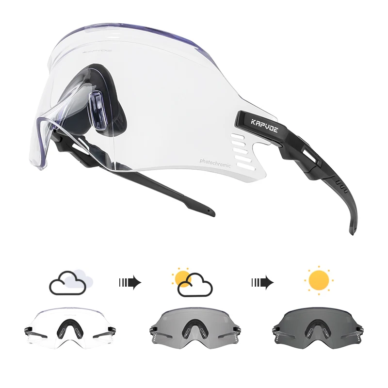 Kapvoe Photochromic Cycling Sunglasses Sports Bike Mountain Bicycle Glasses Riding Goggle Sports Eyewear for Man Women Glasses