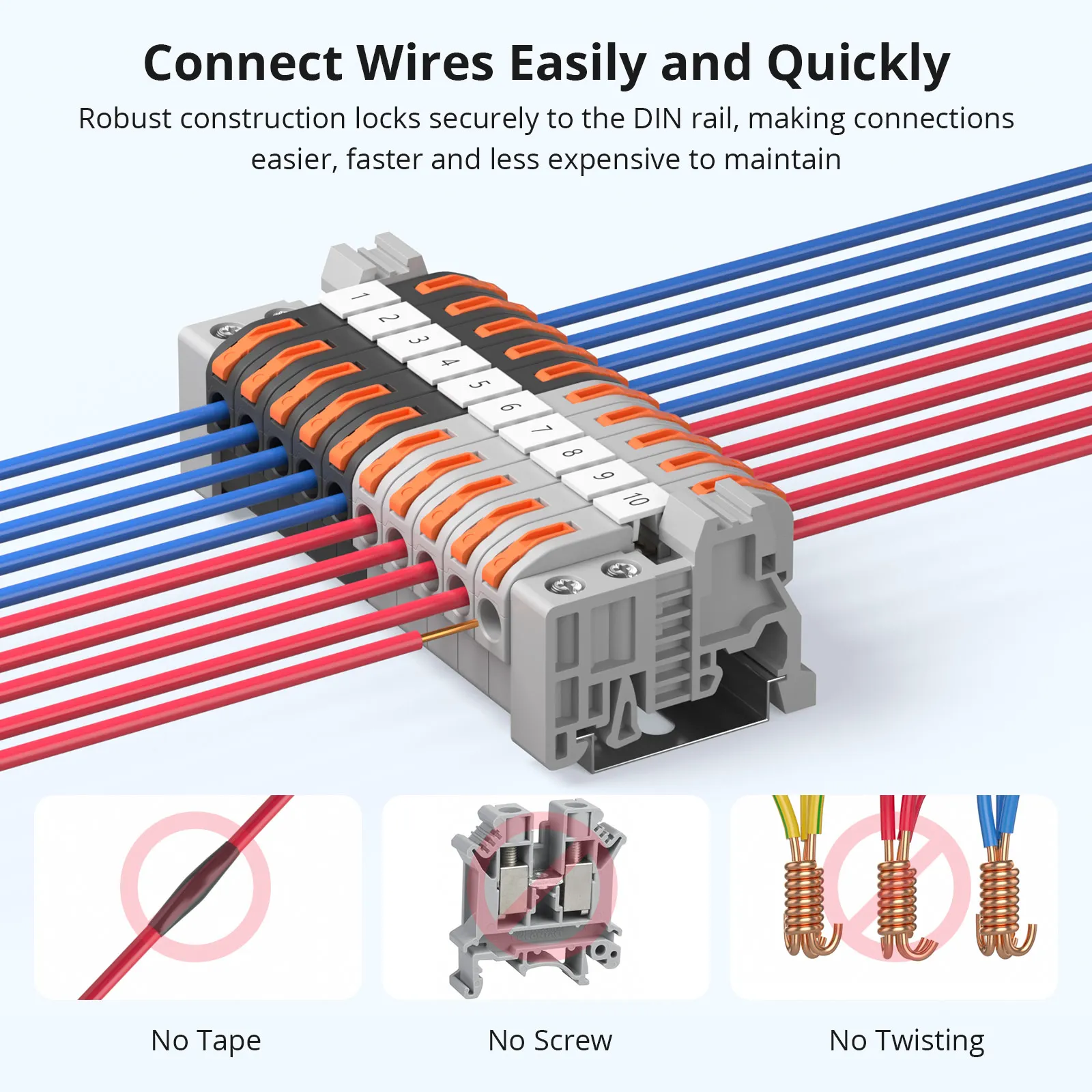 SONOFF Wire Connector Terminal Blocks Universal Compact Din Rail Wire Connectors Push Quick Mini Conductor Splicing Connector