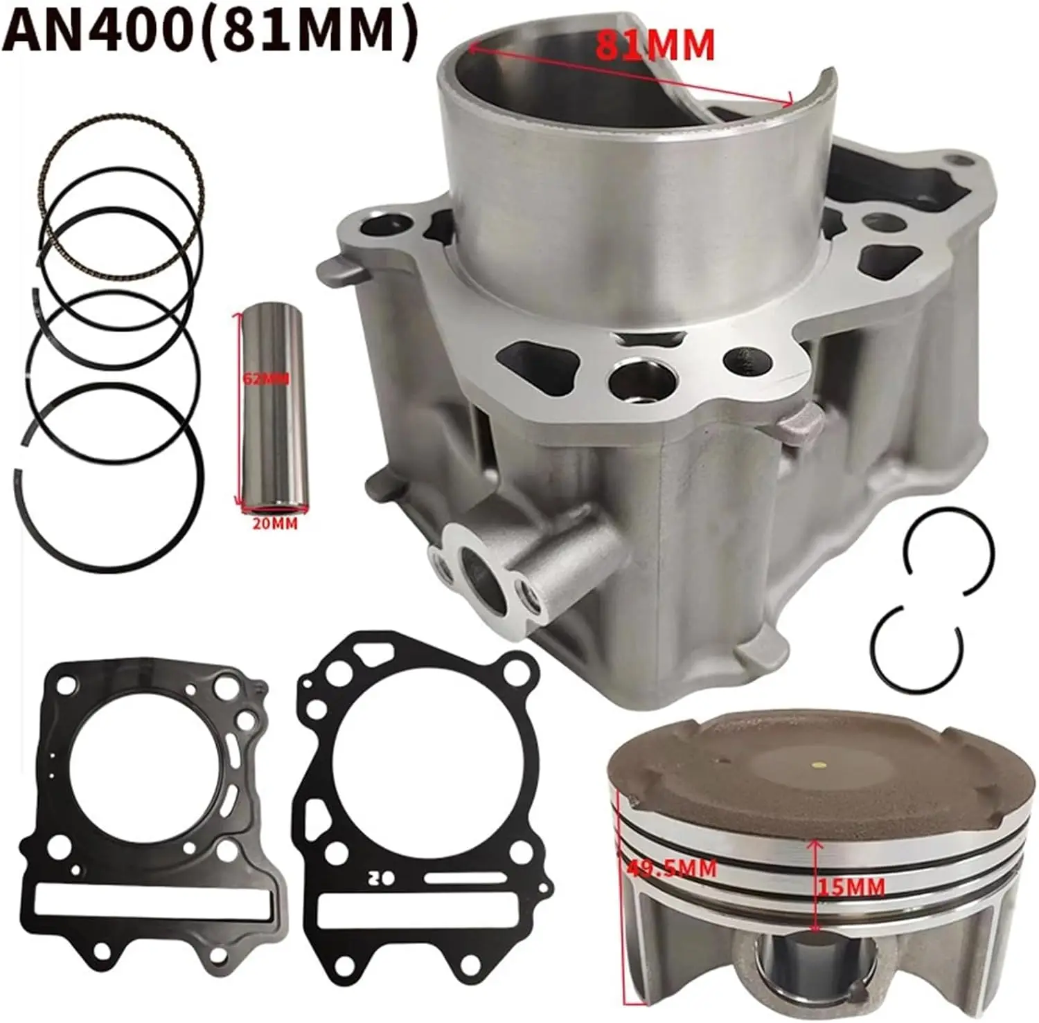 Kit Cilindro Motore STD 81mm 400CC per Suzuki Burgman 400 AN400 AK9/K7/K8/K9/A/ZA 2007-2024 Equipaggiamento Motoblock