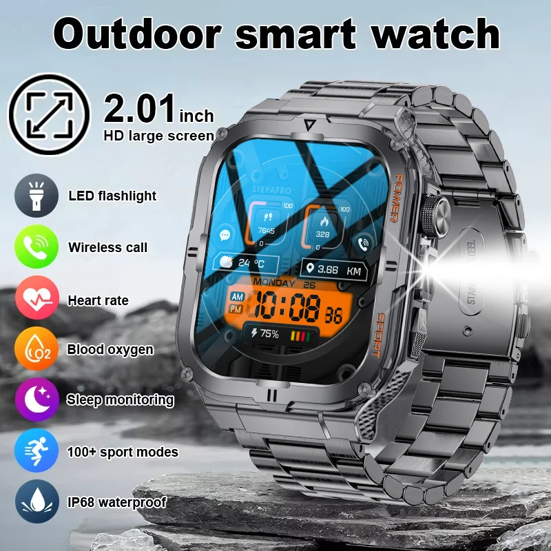 For Xiaomi Rugged Military GPS Smart Watch Men AMOLED 2.01