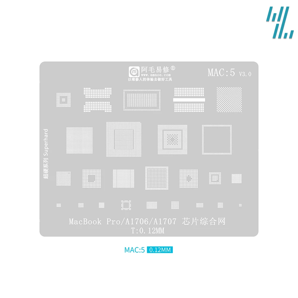 Reballing-Schablone Synthesize MAC1-MAC9 für MacBook Pro A1534 A1706 A1707 A2159 SR2ZY