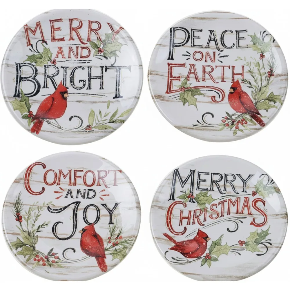

Набор праздничных рождественских 6-дюймовых тарелок с закусками из 4 шт., красочный праздничный дизайн для семейных встреч и вечеринок