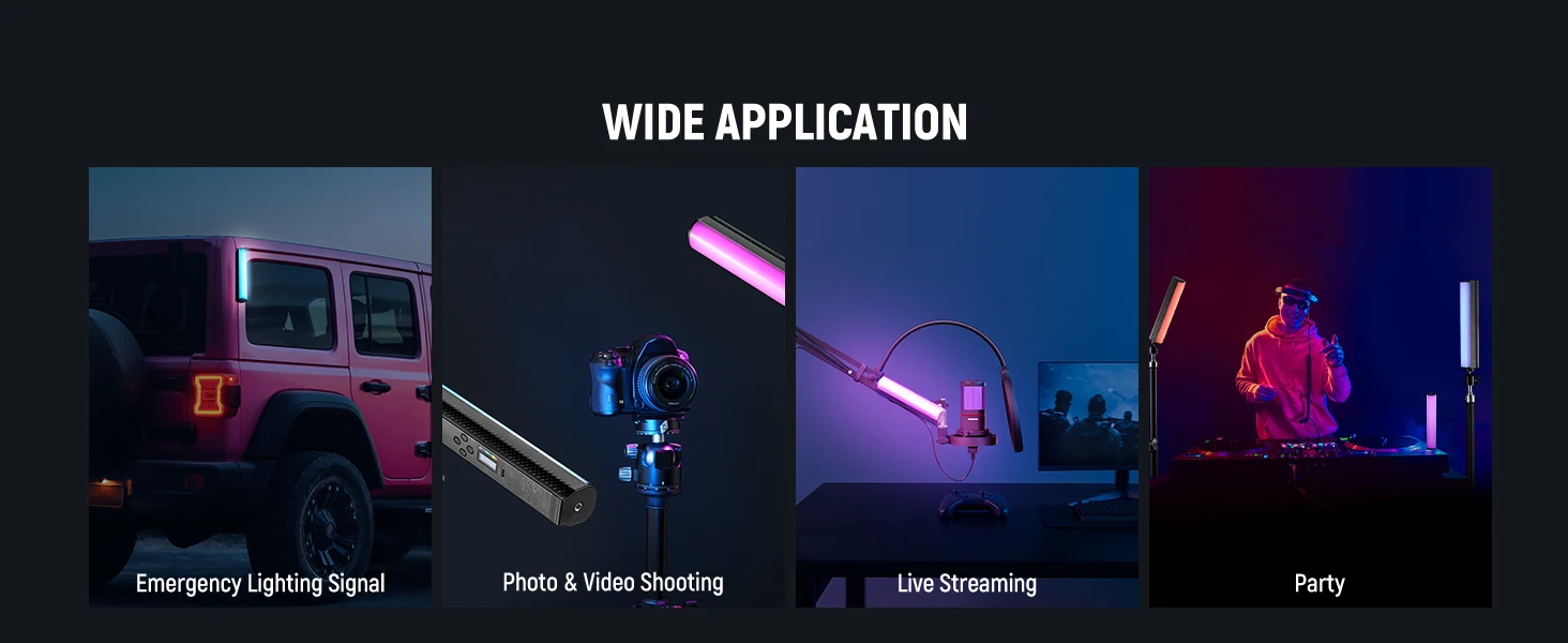 NEEWER RGB-Lichtstab mit APP-Steuerung, magnetischer Handheld-Fotografie-Video-Lichtstab, dimmbar, CRI95+, vollfarbige LED-Röhrenleiste – Detail 8